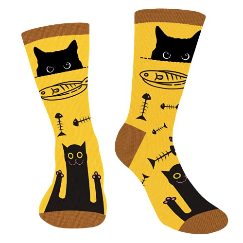 AGRIMONY Lustige Katzen Socken Herren Damen - Lustig Tier Bunte Coole Männer Socken Witzige Katzenliebhaber Geschenke Halloween Weihnachten Geschenkideen Funny Socks