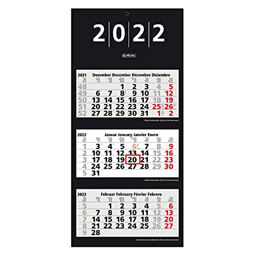 Herlitz 50036028 3-Monats-Wandkalender 2022, 33 x 70 cm, 1...