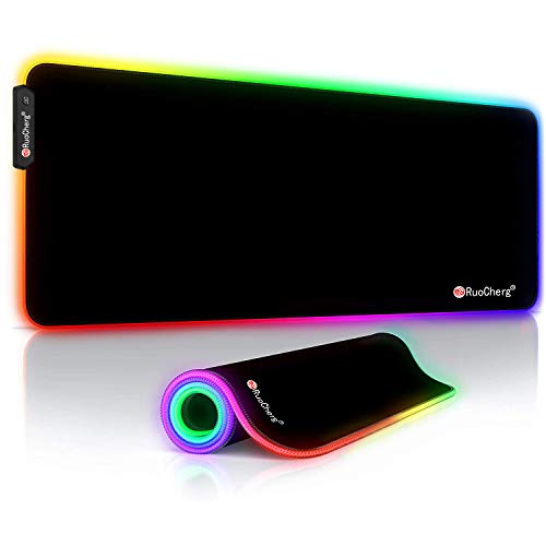 RuoCherg RGB Gaming Mauspad,12 Beleuchtungs-Modi 800x300x4mm Gaming Mousepad,Rutschfester Gummibasis...