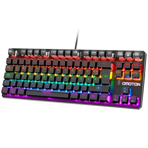 Gaming Tastatur OMOTON, Mechanische Gaming Tastatur RGB, 8 beleuchtungsmodi,...