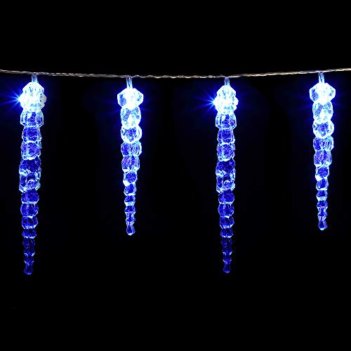 Monzana LED Eiszapfen Lichterkette 40 Eiszapfen blau Fernbedienung 8...